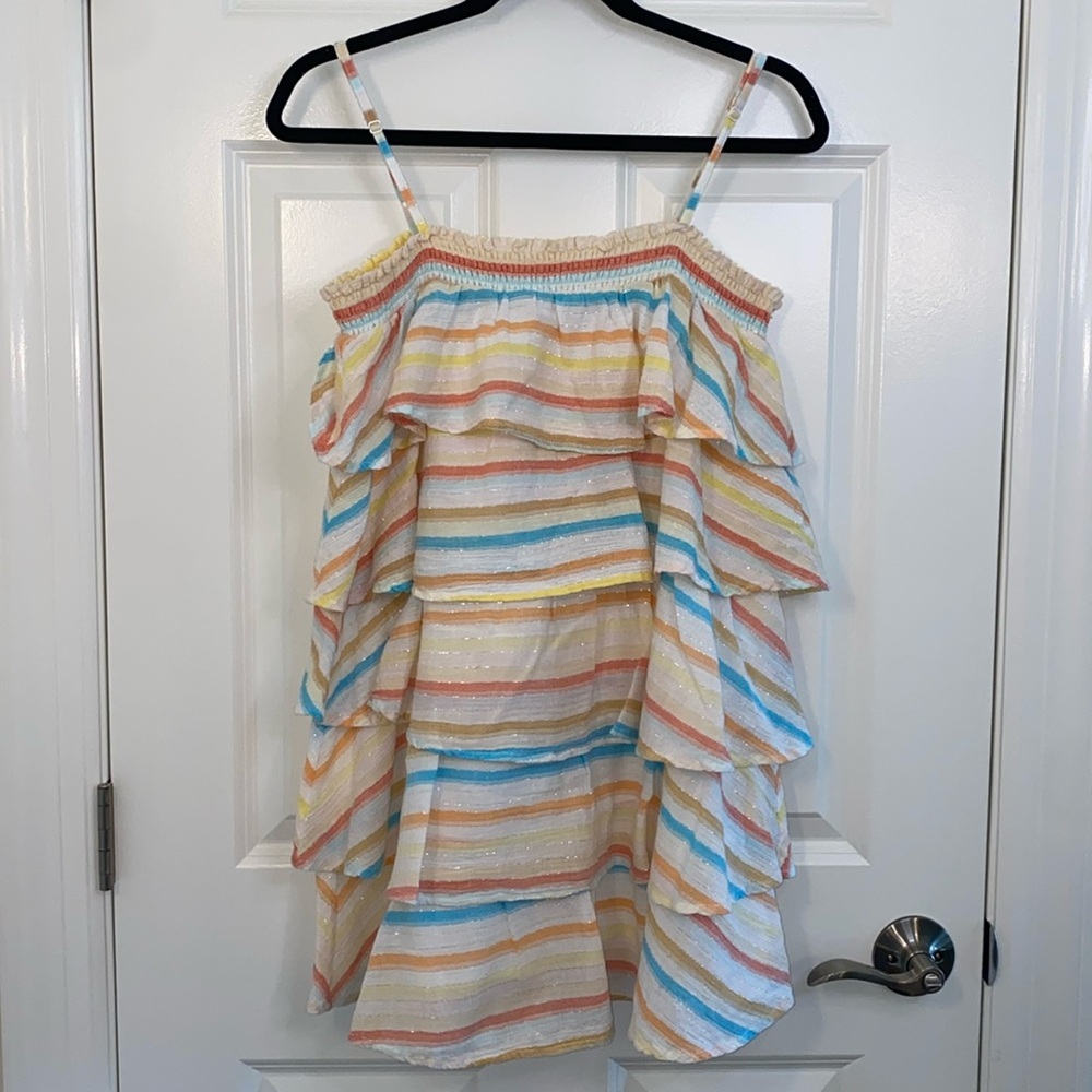 Lovers + Friends Womens Mini “Liv Dress” Layered Ruffles, Spring Rainbow, Large - Picture 5 of 10